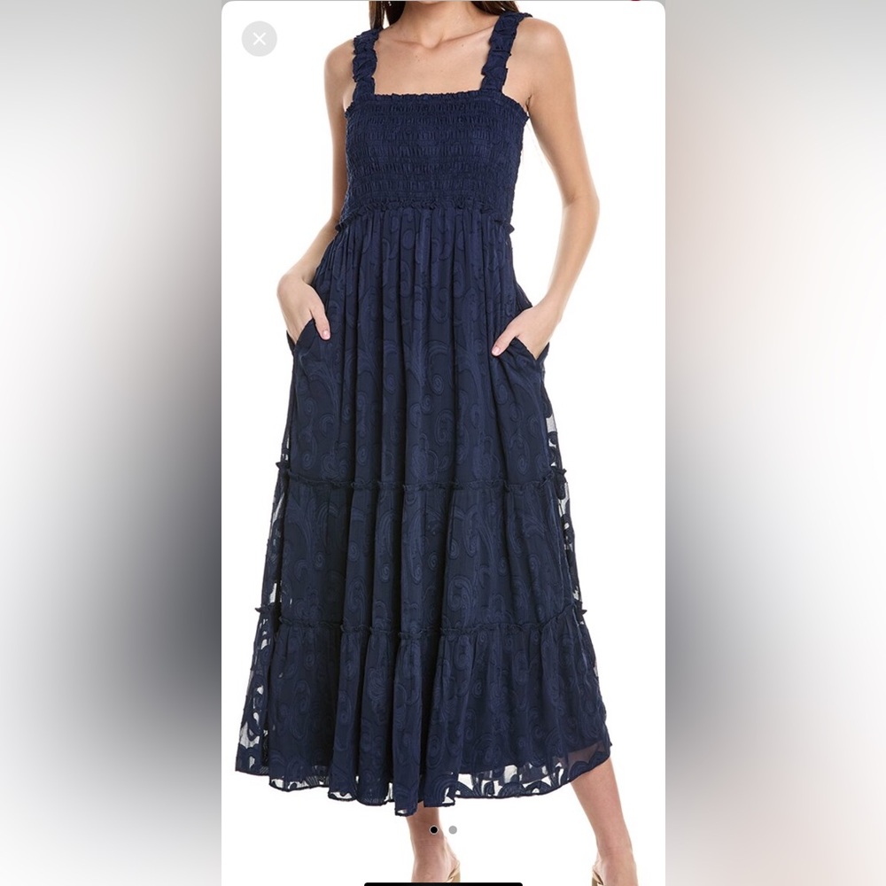 Lilly Pulitzer Hadly Smocked Maxi Navy Dress NWT